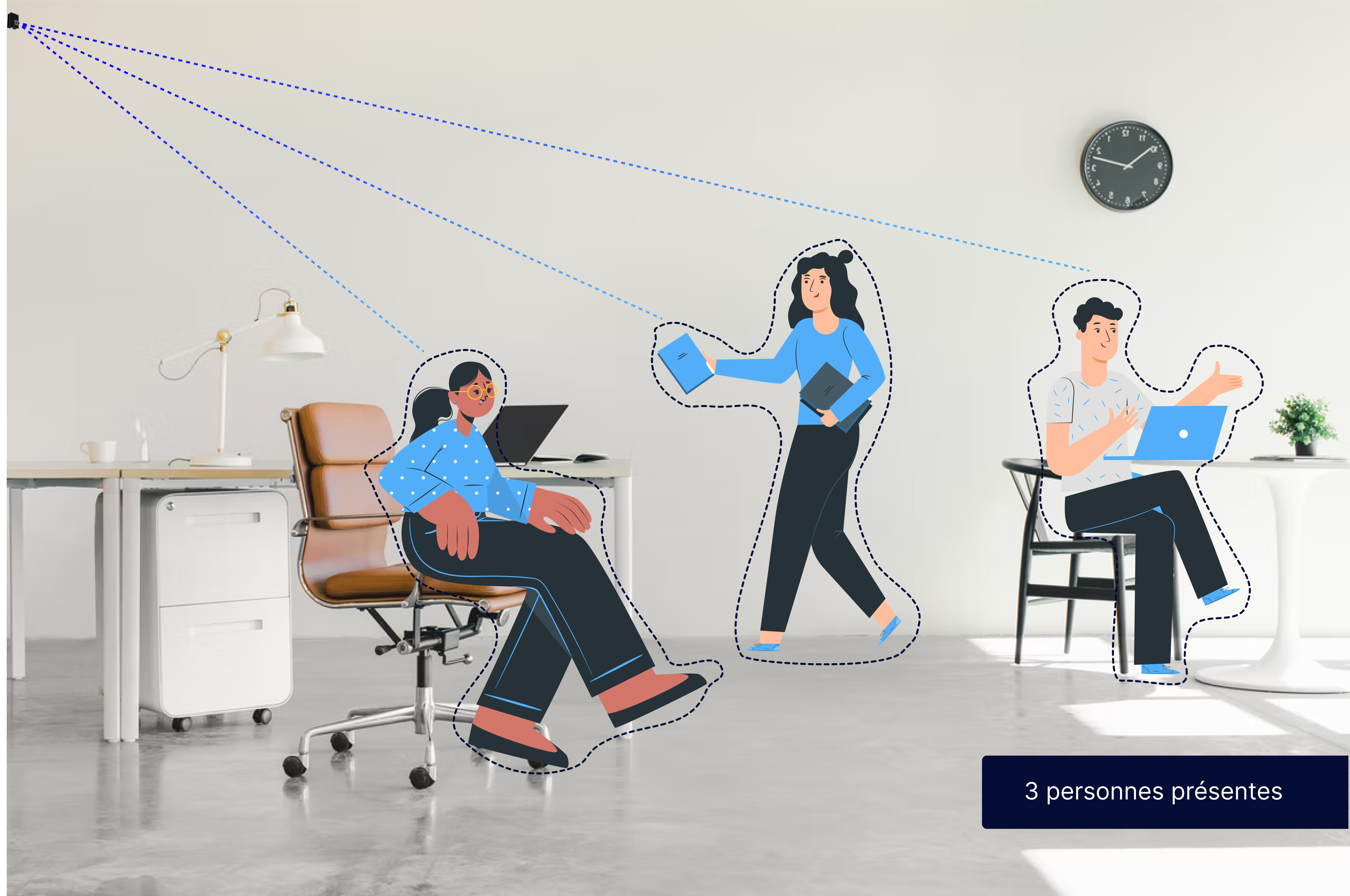 Détection des personnes présentes dans un espace partagé
